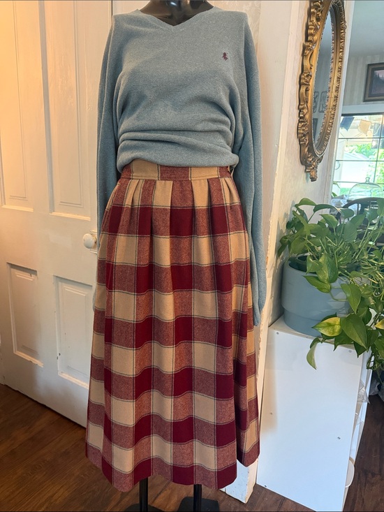 Pendleton Dresses & Skirts - Vintage Pendleton 100% Virgin Wool Buffalo Check Midi Skirt 26” Waist A-line USA